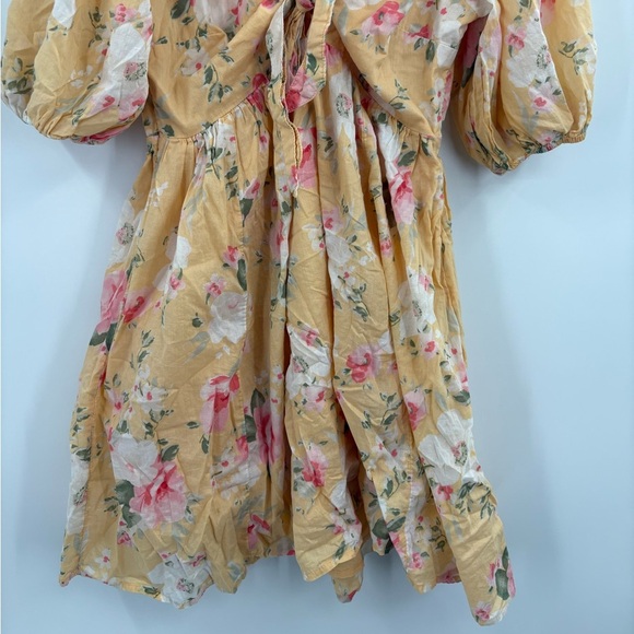 Abercrombie & Fitch Mini Dress Floral Baby Doll Cinch Front Puff Sleeve small - Picture 5 of 16
